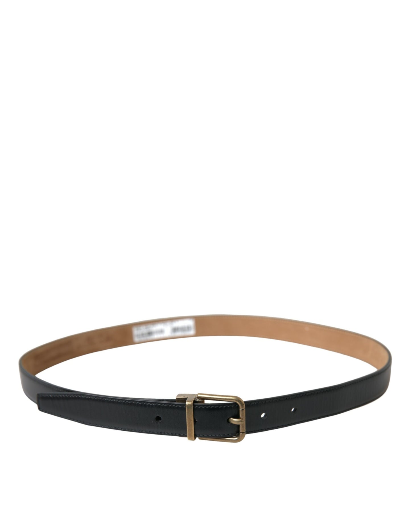 Dolce & Gabbana Black Calf Leather Gold Metal Buckle Belt