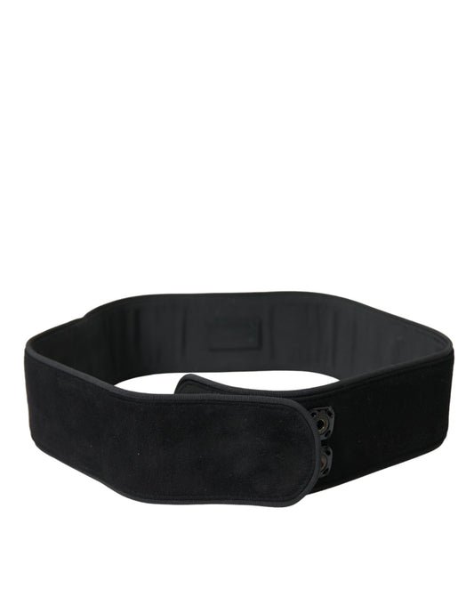 Dolce & Gabbana Black Suede Leather Wide Waist Belt