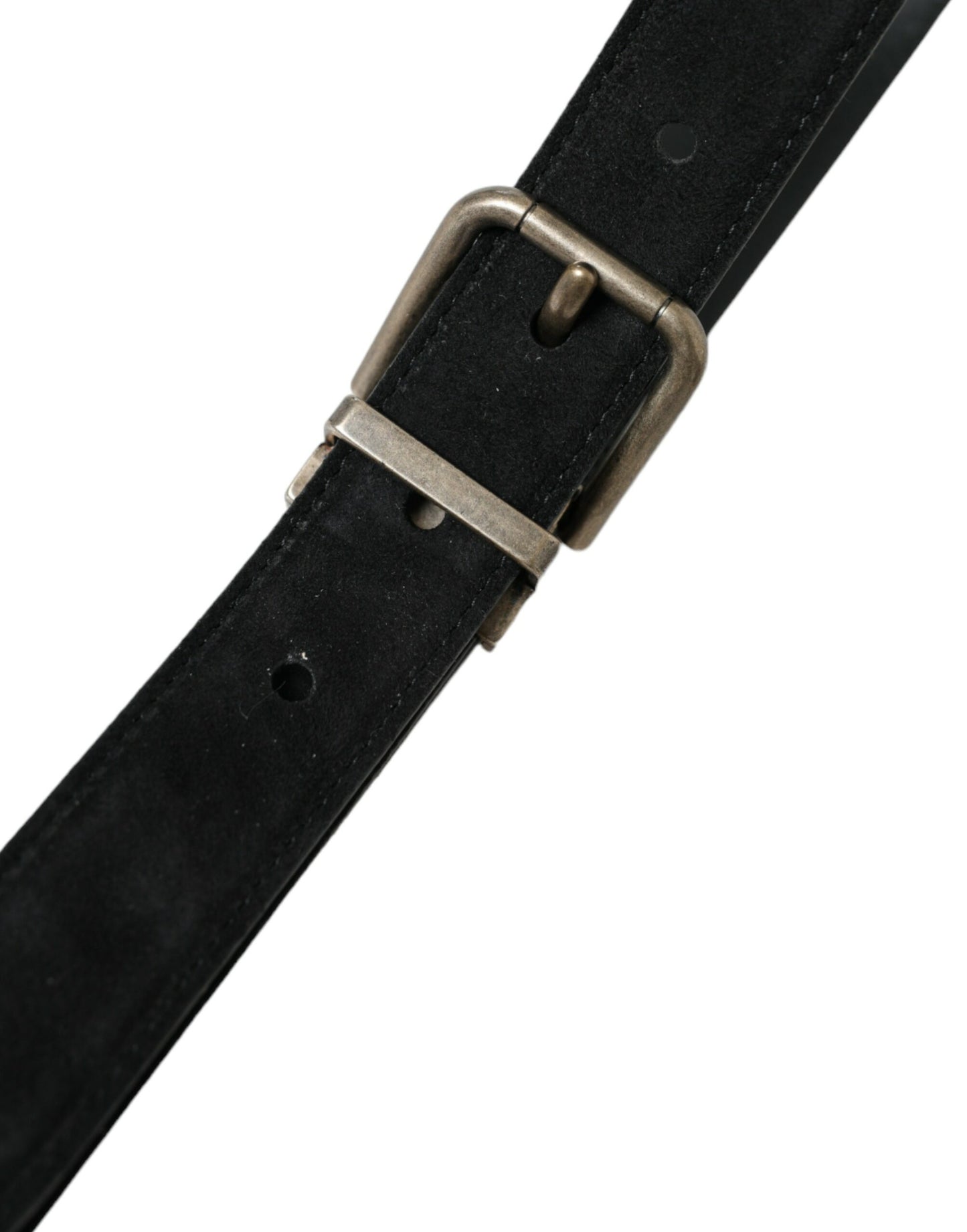 Dolce & Gabbana Black Goat Leather Antique Metal Buckle Belt