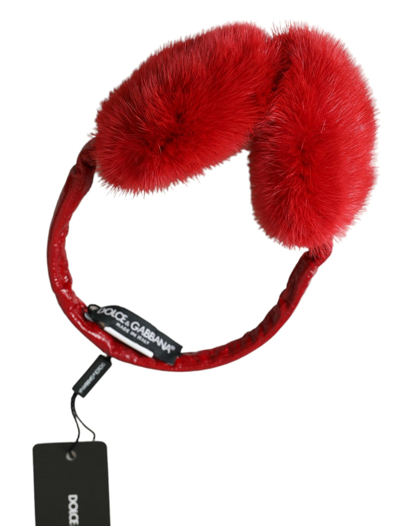 Dolce & Gabbana Red Mink Fur Winter Warmer Headband Ear Muffs