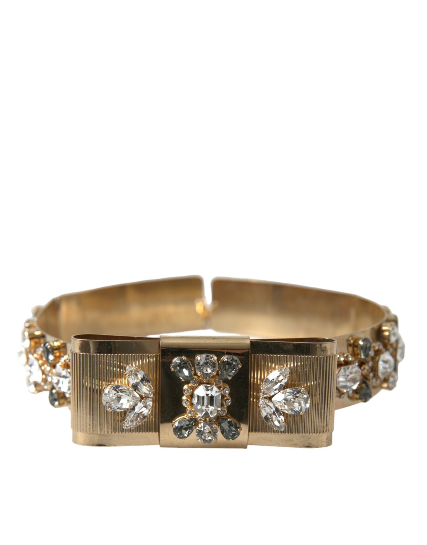 Dolce & Gabbana Gold Tone Brass Crystal Embellished Belt