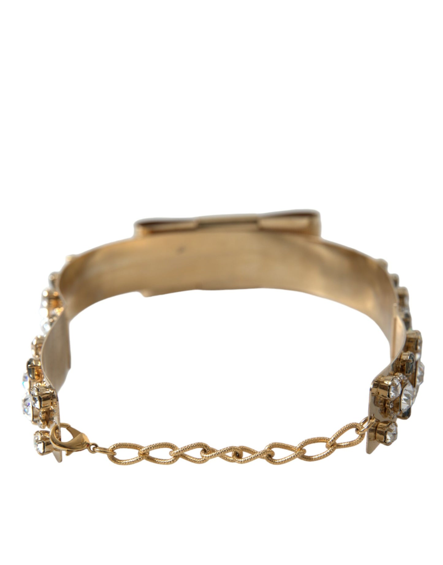 Dolce & Gabbana Gold Tone Brass Crystal Embellished Belt