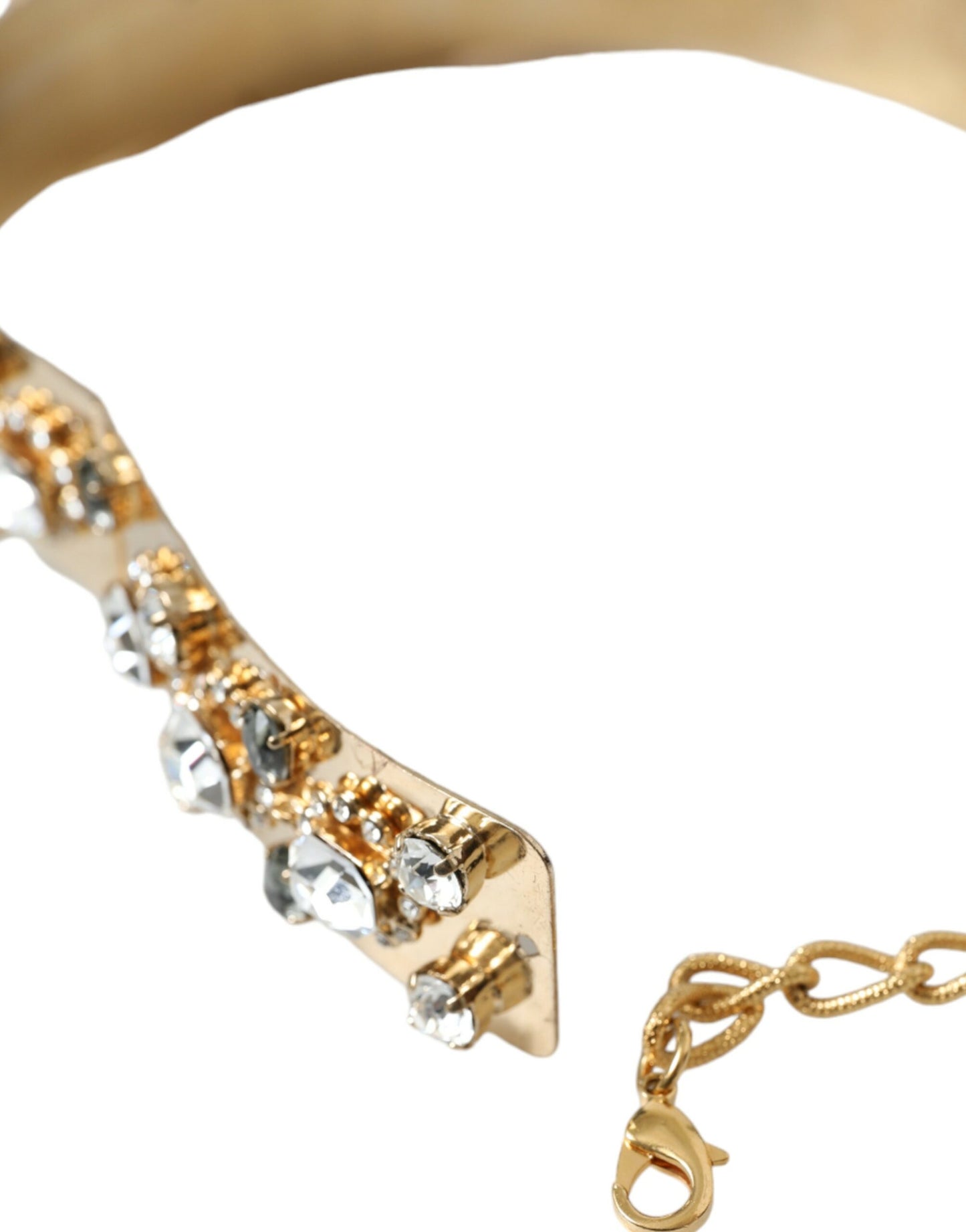 Dolce & Gabbana Gold Tone Brass Crystal Embellished Belt