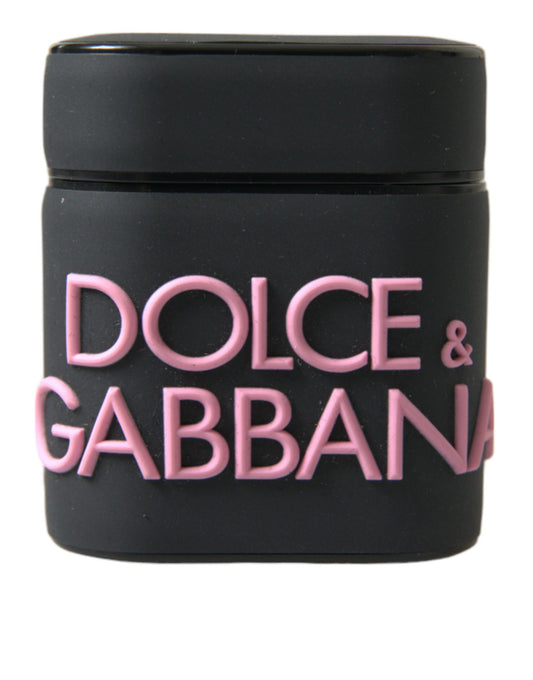 Dolce & Gabbana Black Pink Silicone Embossed Logo Airpods Case