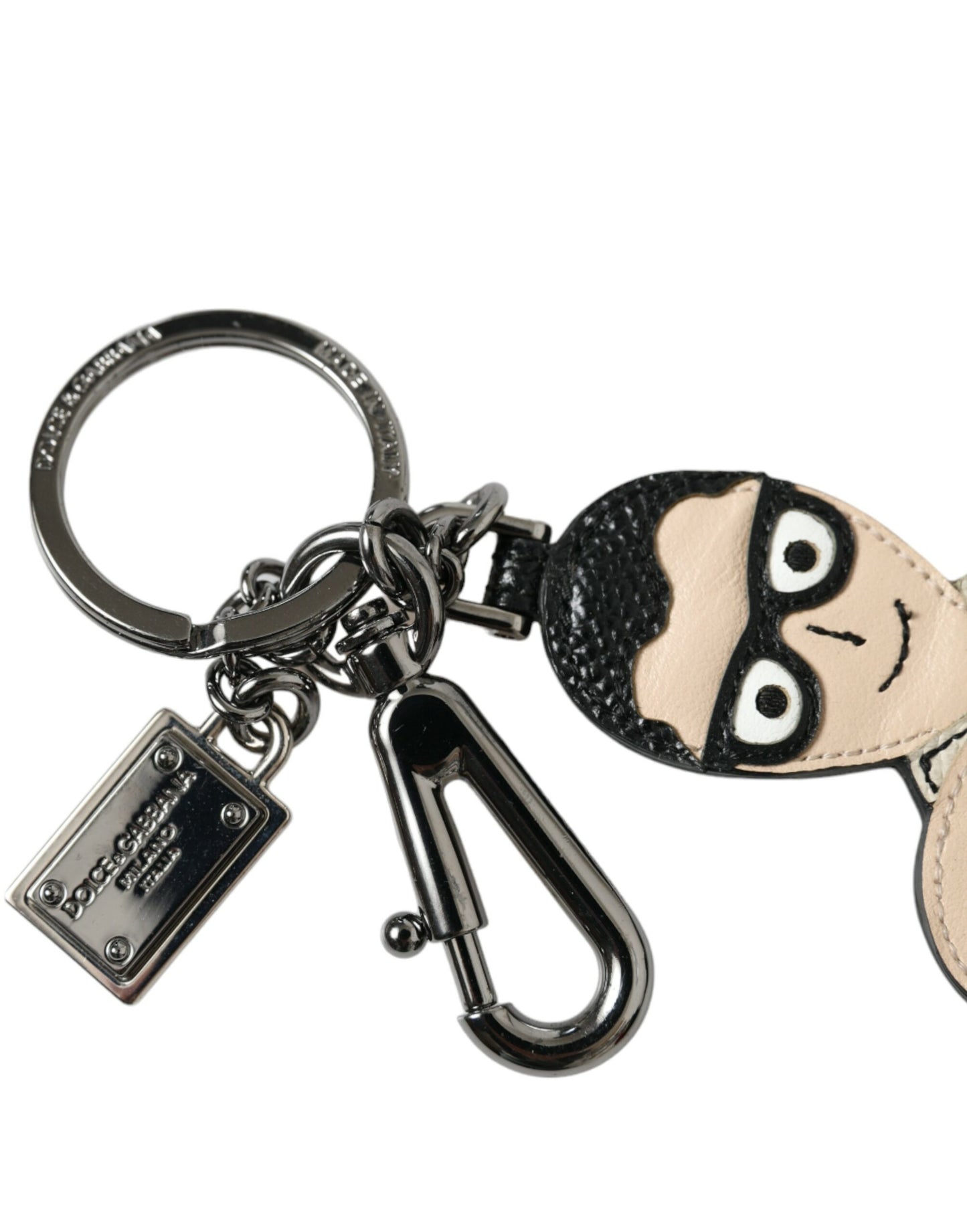 Dolce & Gabbana Leather Dominico Stefano #DGFAMILY Logo Badge Keychain