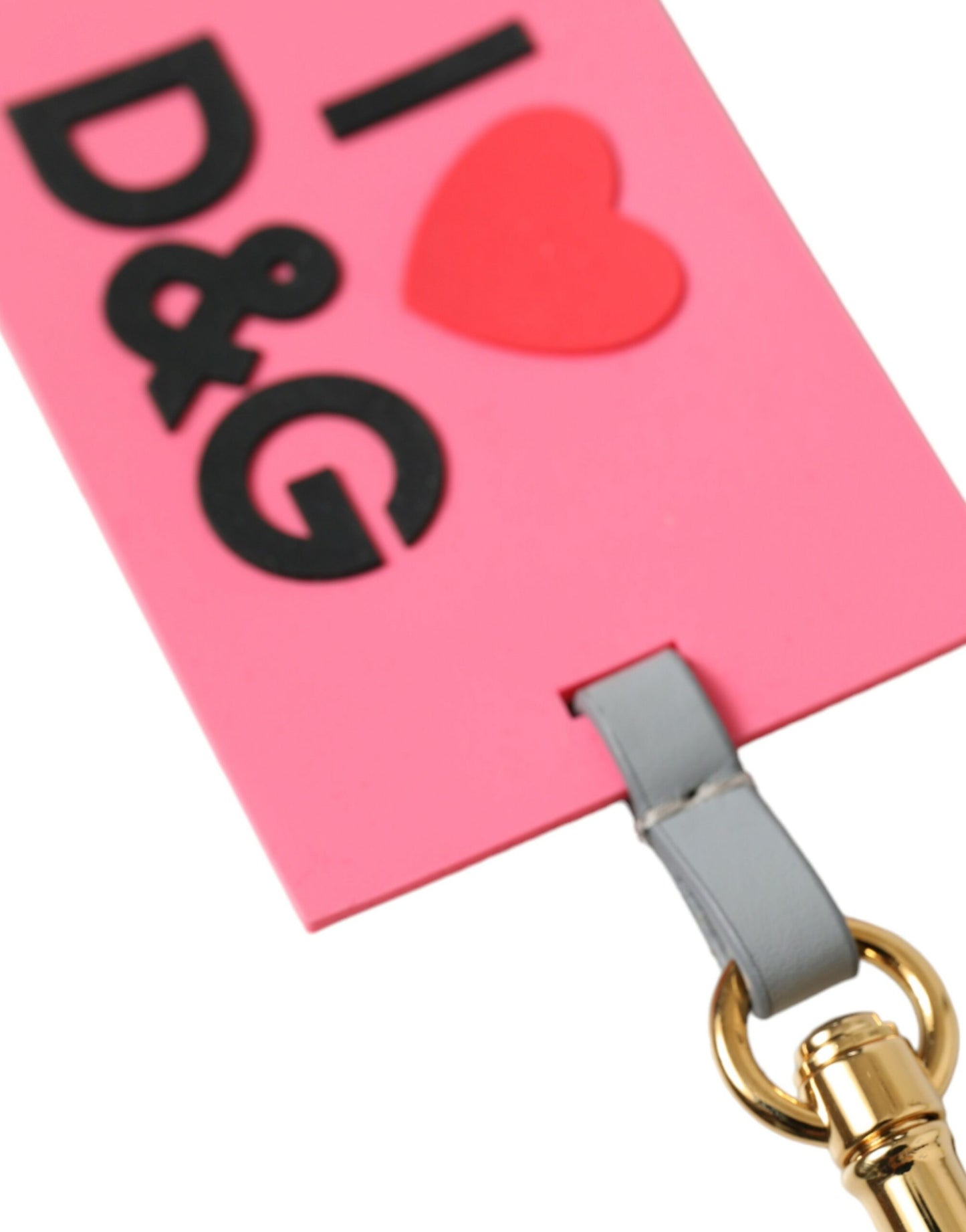 Dolce & Gabbana Pink Silicone DG Logo Gold Brass Keychain