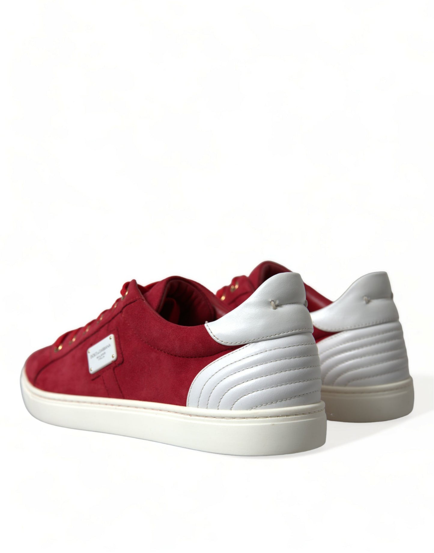 Dolce & Gabbana Red Suede Leather Men Low Top Sneakers Shoes