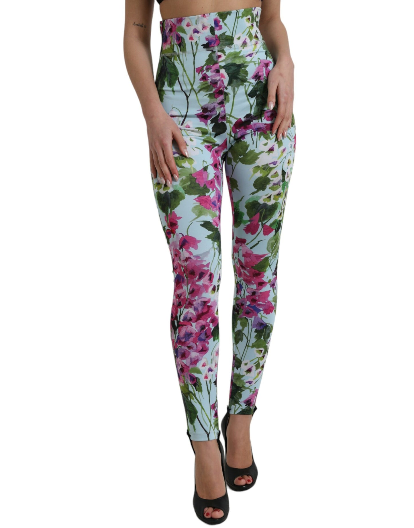 Dolce & Gabbana Multicolor Floral High Waist Leggings Pants