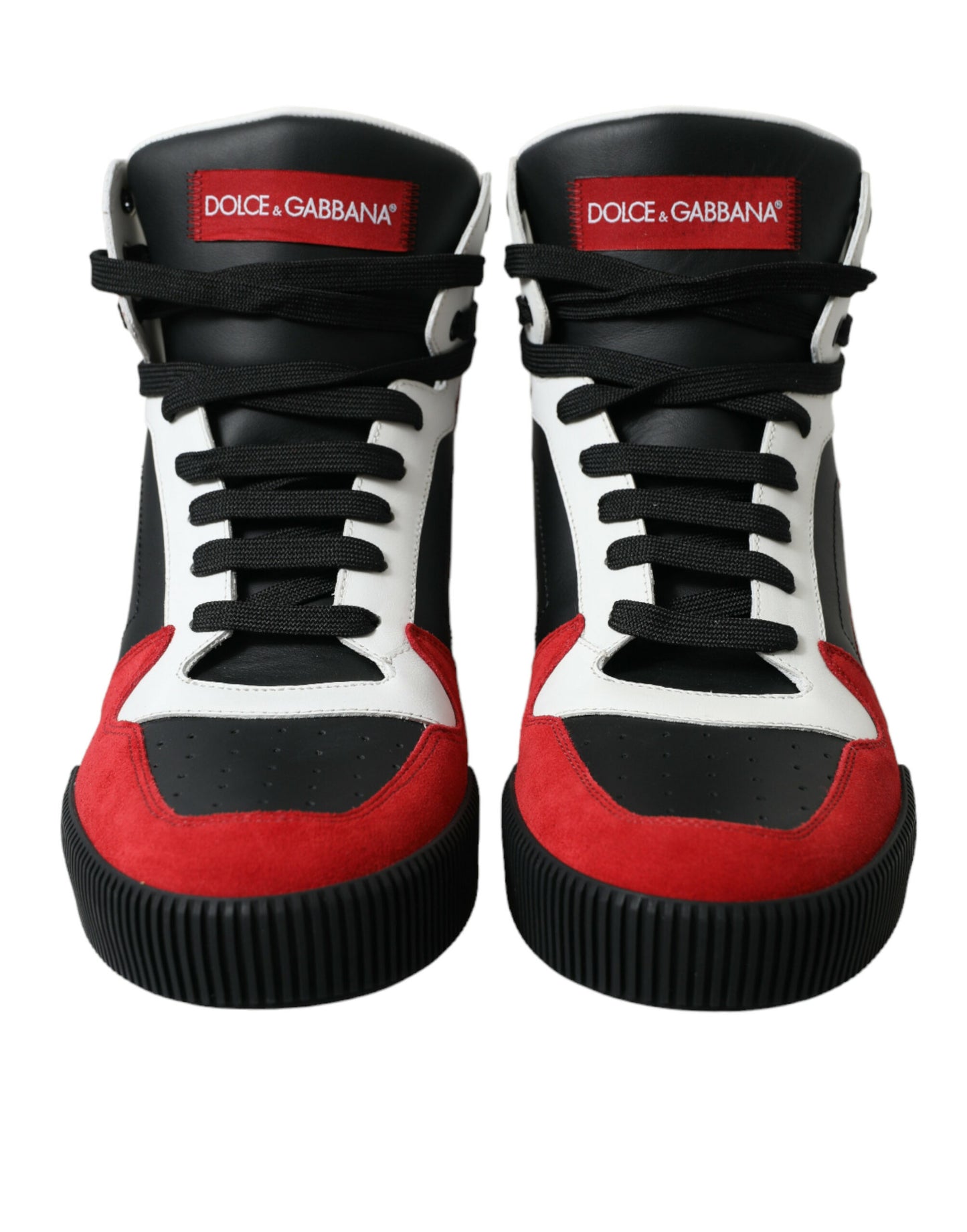 Dolce & Gabbana Black Red Leather High Top Miami Sneakers Shoes