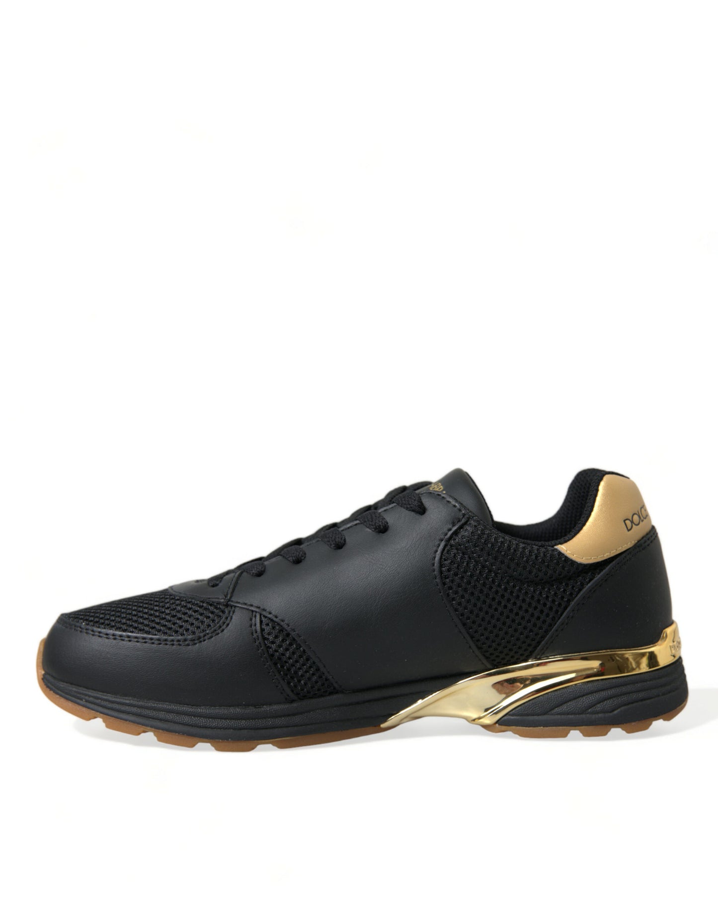 Dolce & Gabbana Black Leather Low Top  Sneakers Shoes