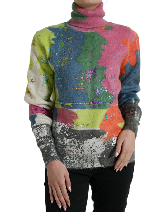 Dolce & Gabbana Multicolor Mohair Turtleneck Pullover Sweater