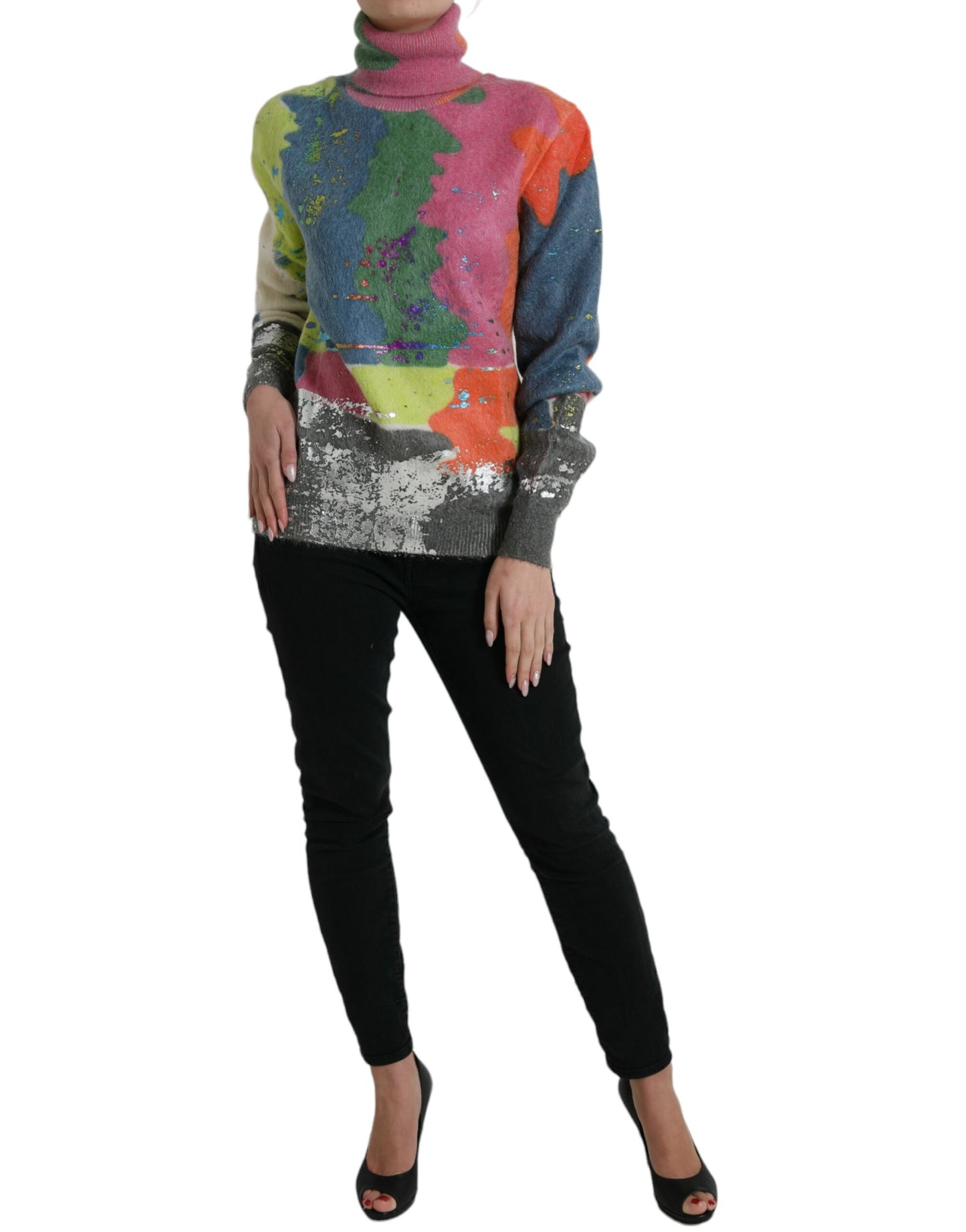 Dolce & Gabbana Multicolor Mohair Turtleneck Pullover Sweater