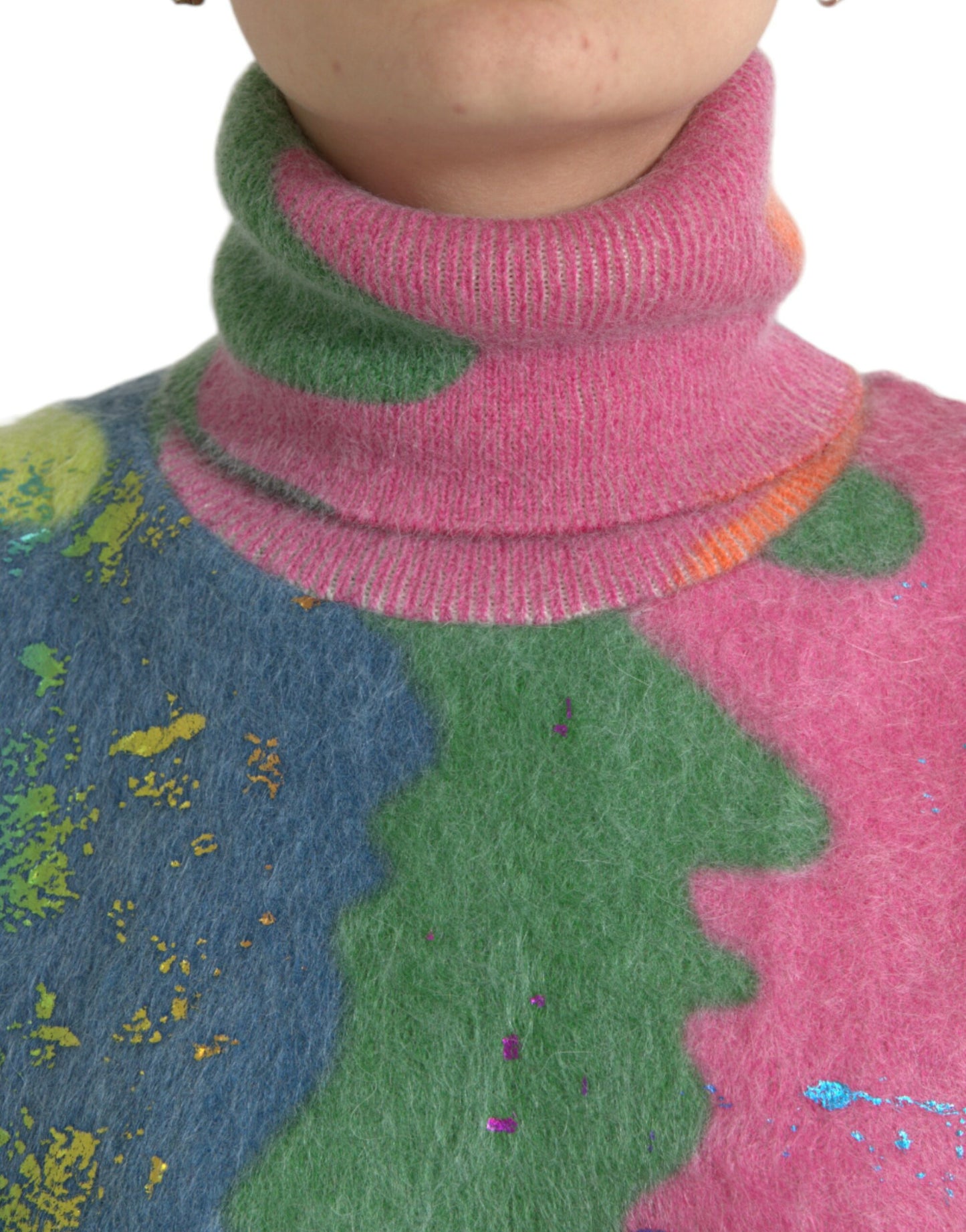 Dolce & Gabbana Multicolor Mohair Turtleneck Pullover Sweater