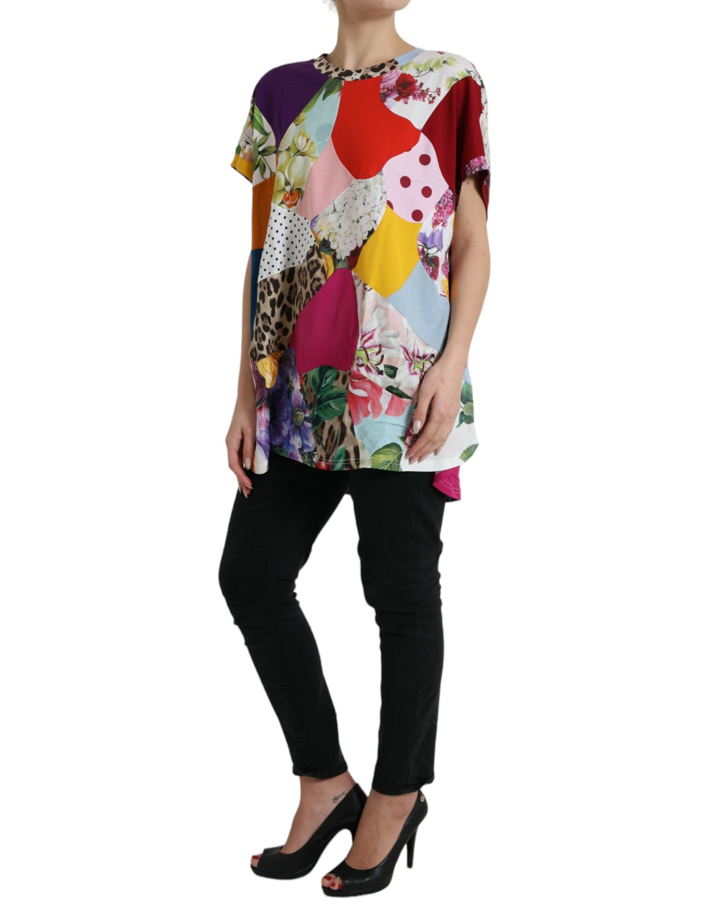 Dolce & Gabbana Multicolor Patchwork Cotton Silk Blouse Top