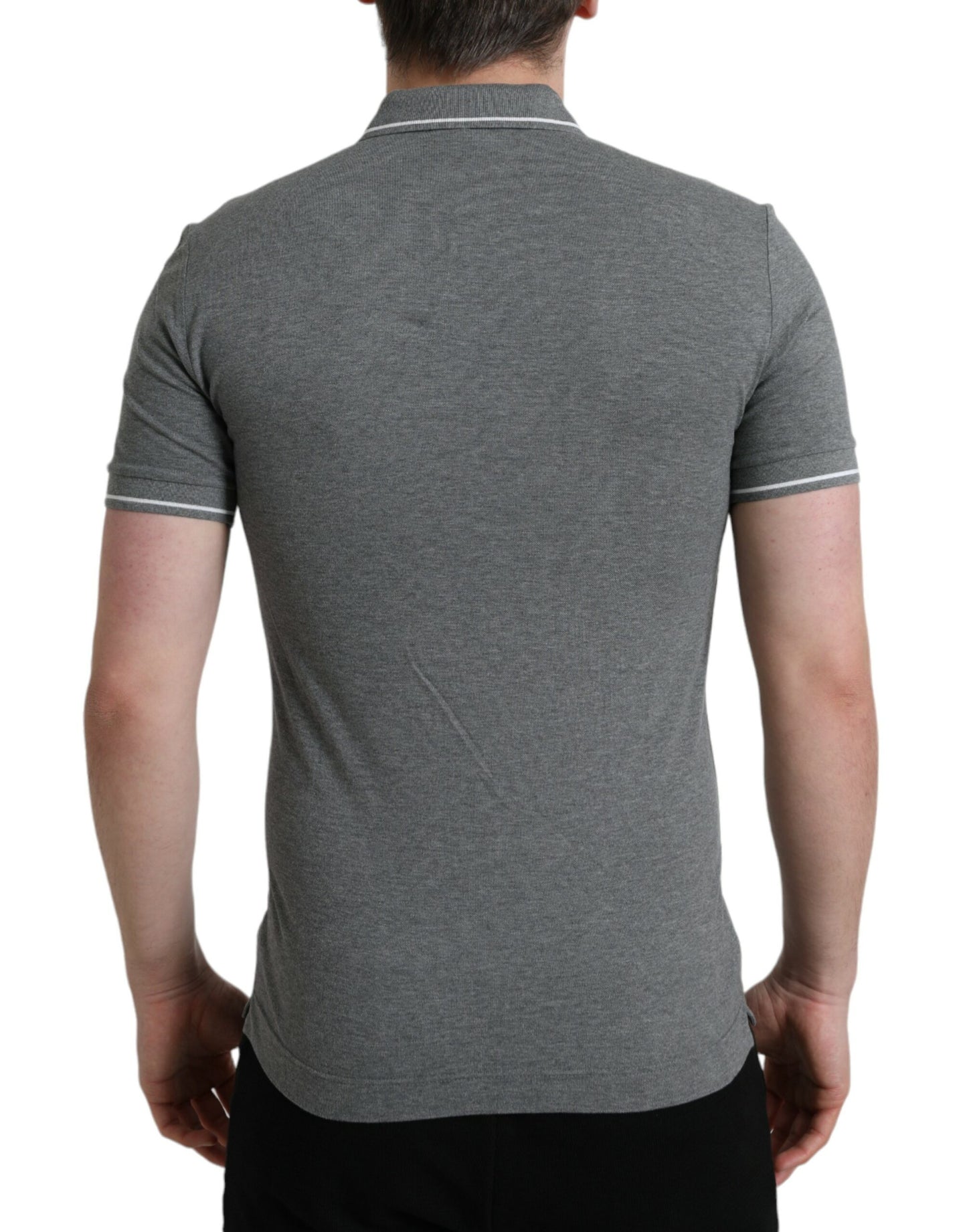 Dolce & Gabbana Gray Collared Short Sleeve Crown T-shirt