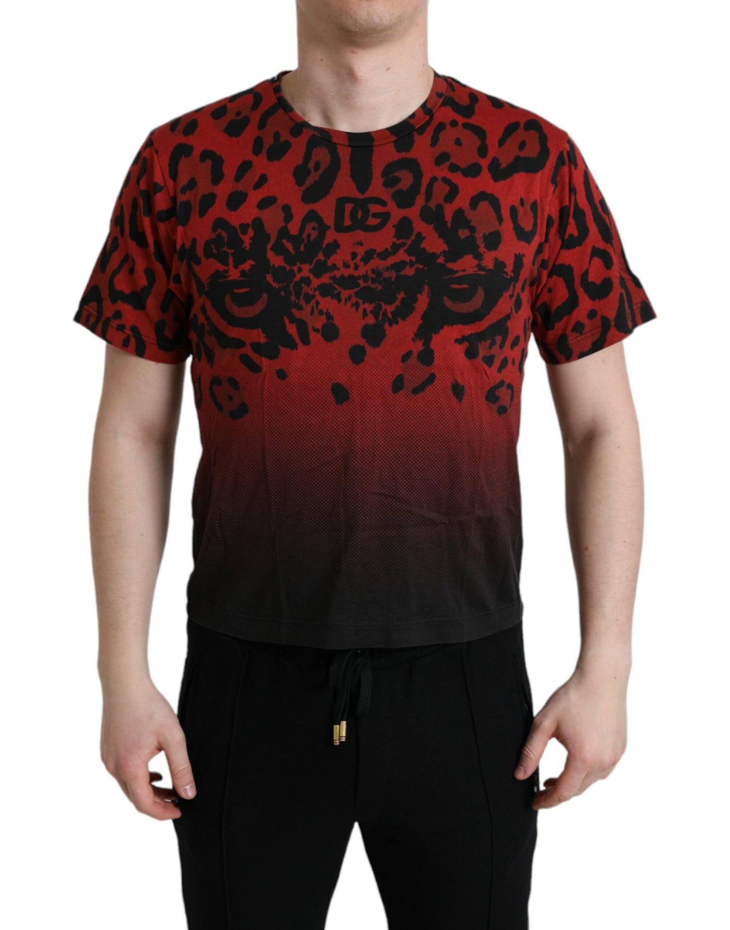 Dolce & Gabbana Red Leopard Cotton Short Sleeves T-shirt