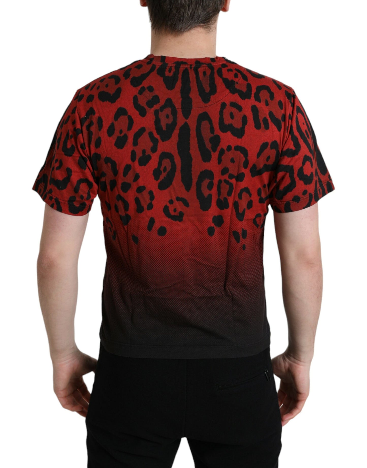 Dolce & Gabbana Red Leopard Cotton Short Sleeves T-shirt