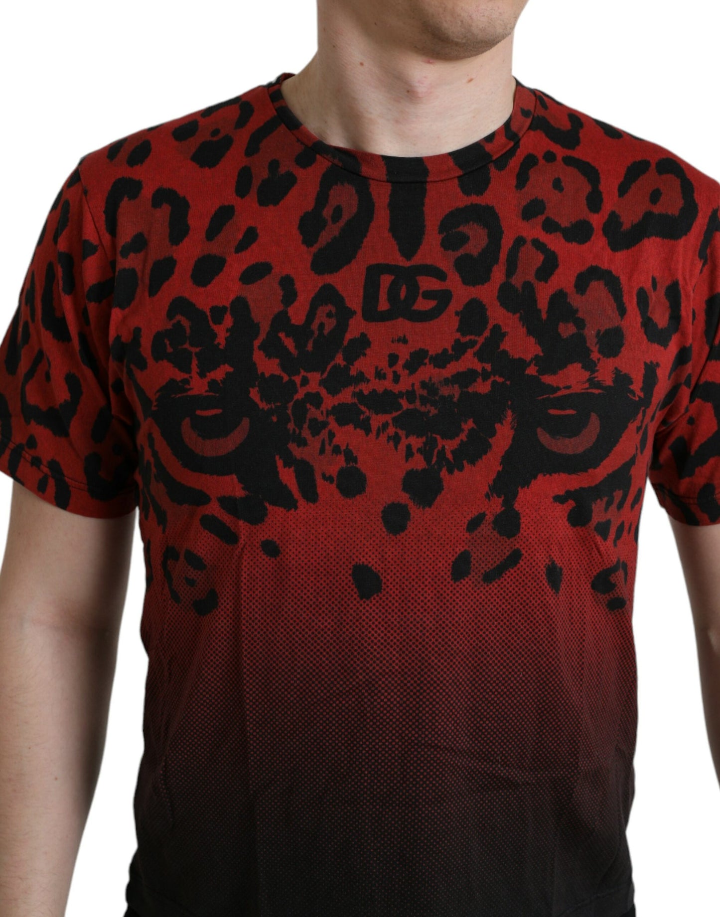 Dolce & Gabbana Red Leopard Cotton Short Sleeves T-shirt