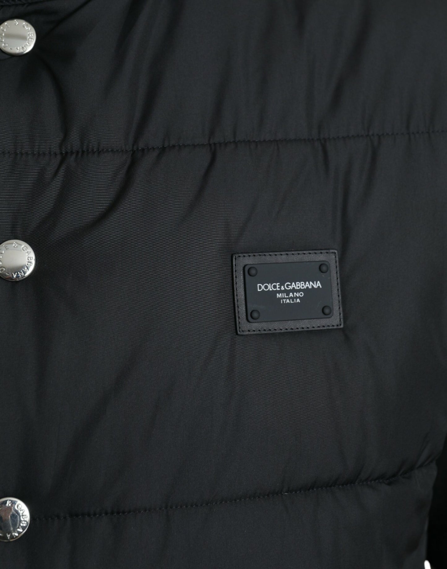 Dolce & Gabbana Black Polyester Padded Vest Logo Jacket