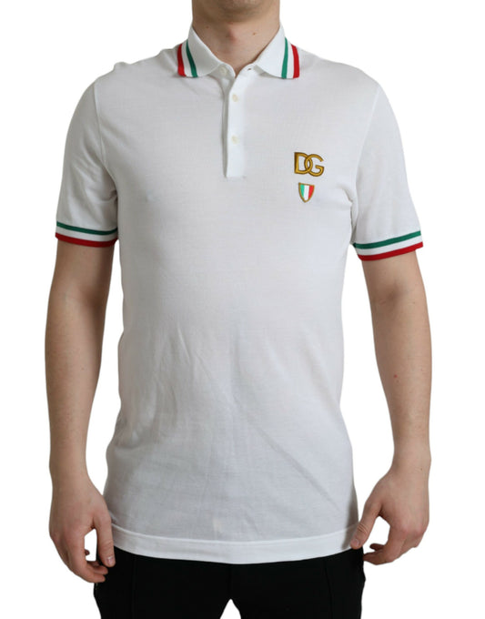 Dolce & Gabbana White Logo Collared Short Sleeve T-shirt