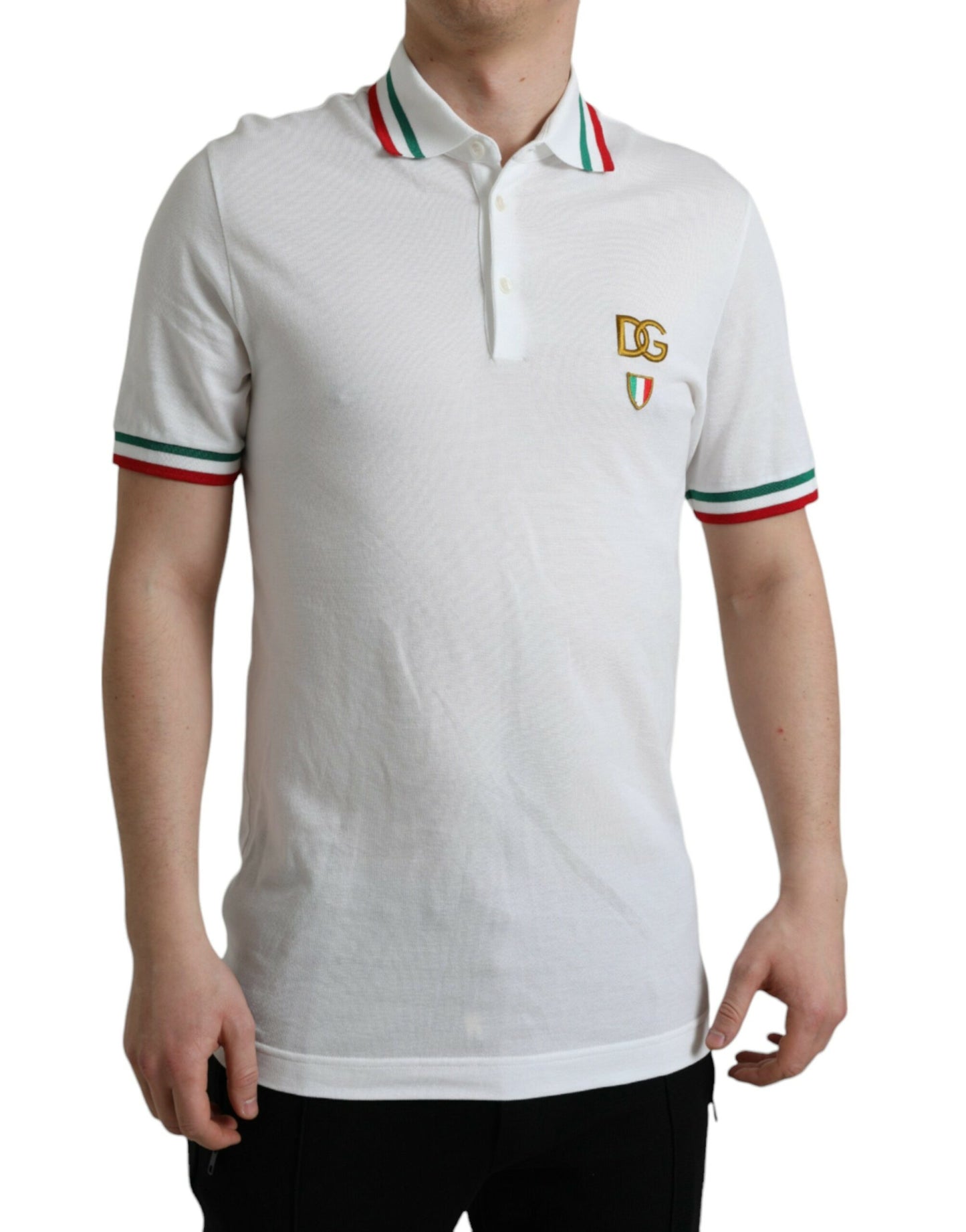 Dolce & Gabbana White Logo Collared Short Sleeve T-shirt