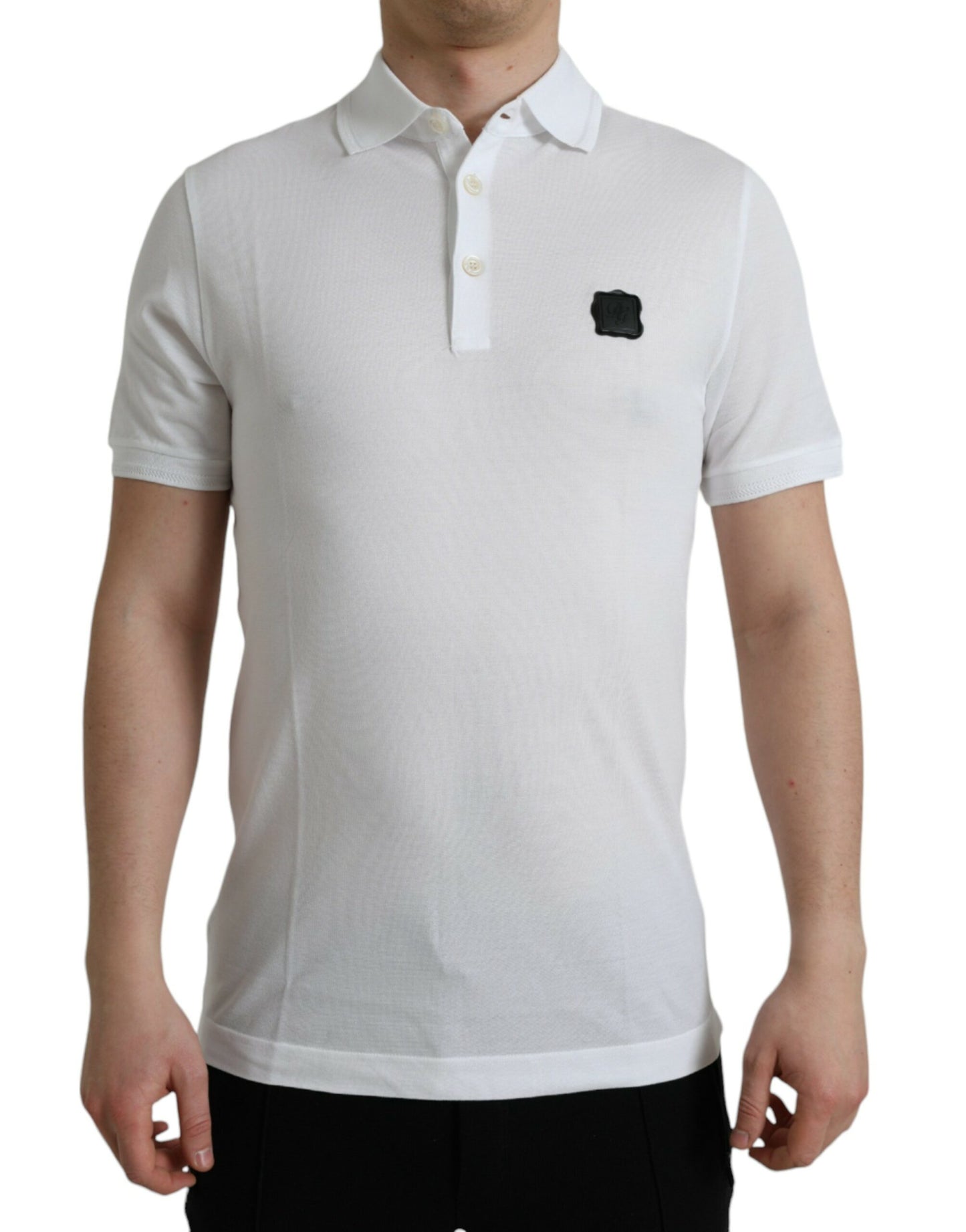 Dolce & Gabbana White Logo Collared Short Sleeve T-shirt