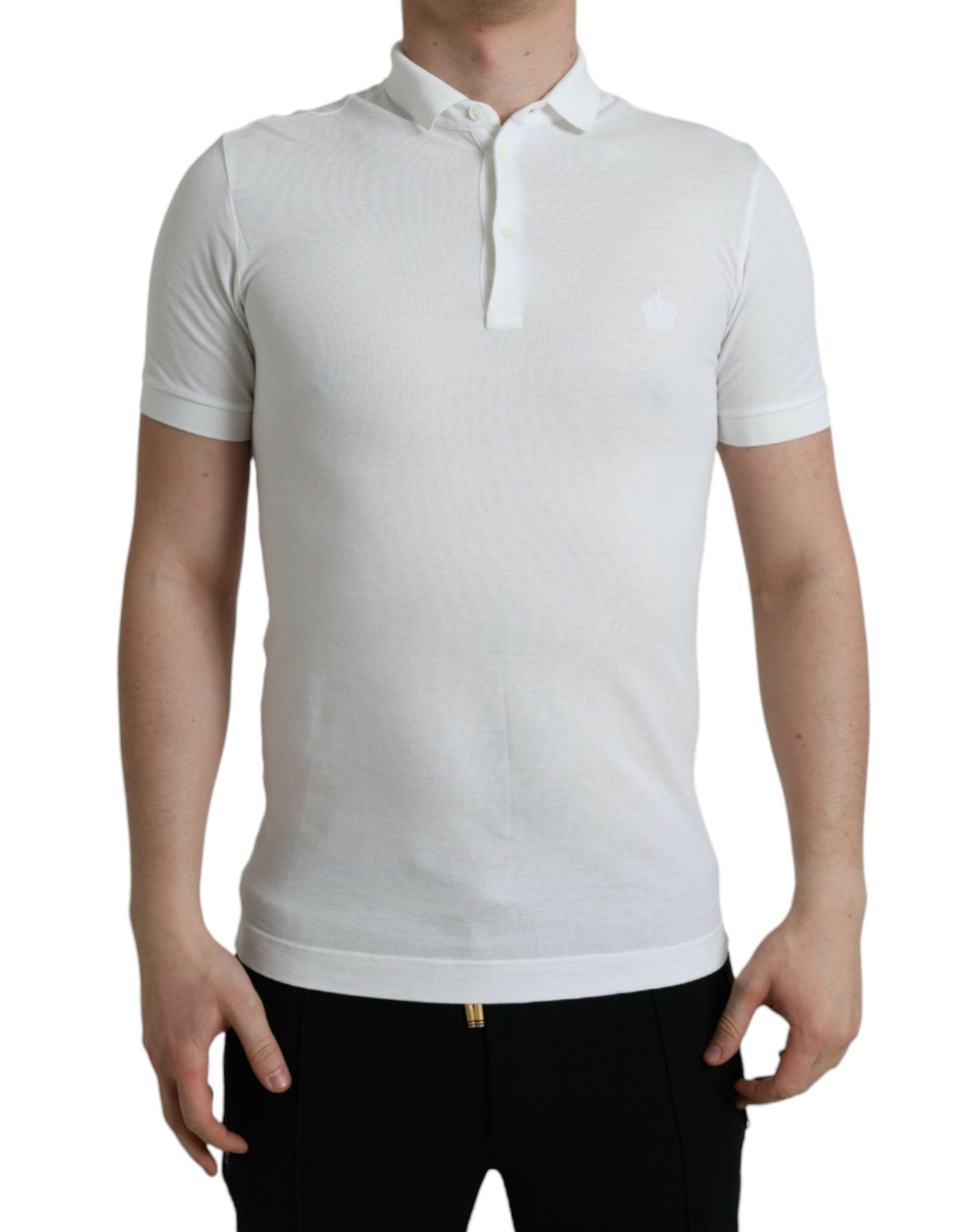 Dolce & Gabbana White Collared Short Sleeve Crown T-shirt