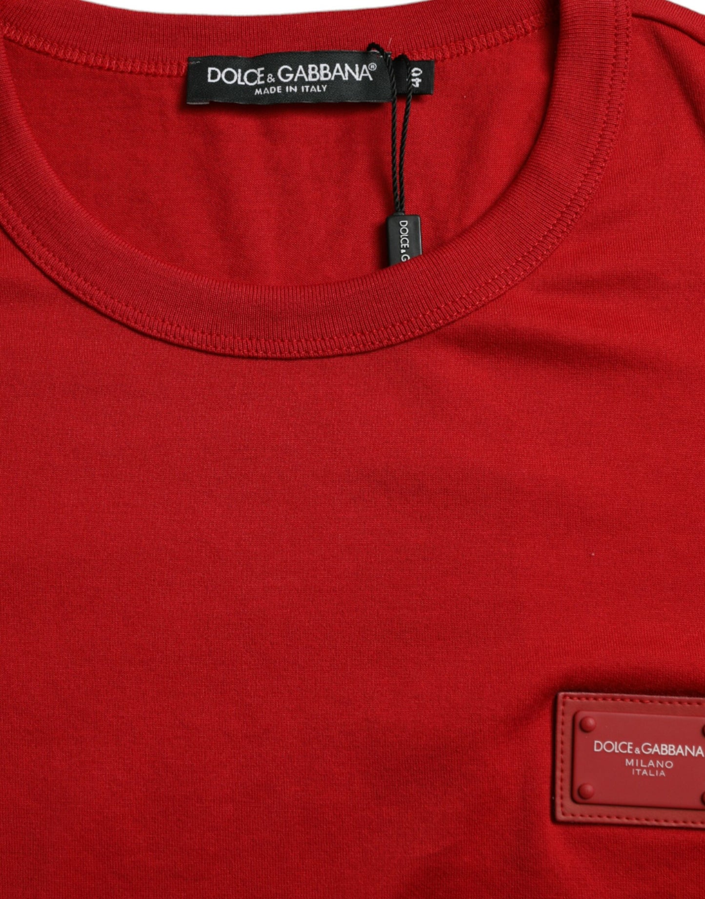 Dolce & Gabbana Red Logo Plaque ShortSleeve Crewneck T-shirt