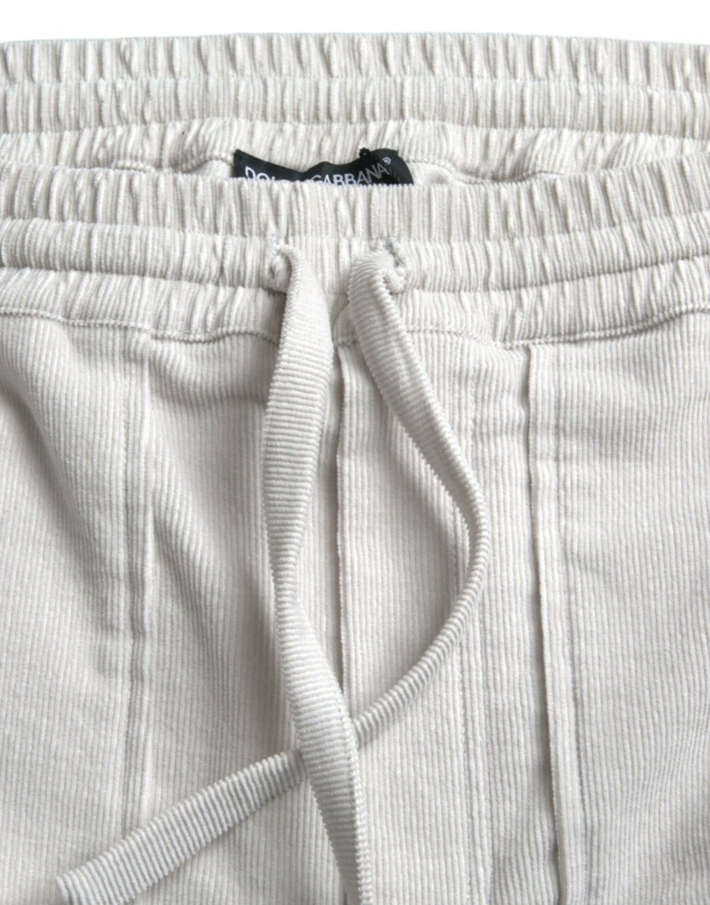 Dolce & Gabbana Beige Cotton Corduroy Logo Bermuda Shorts