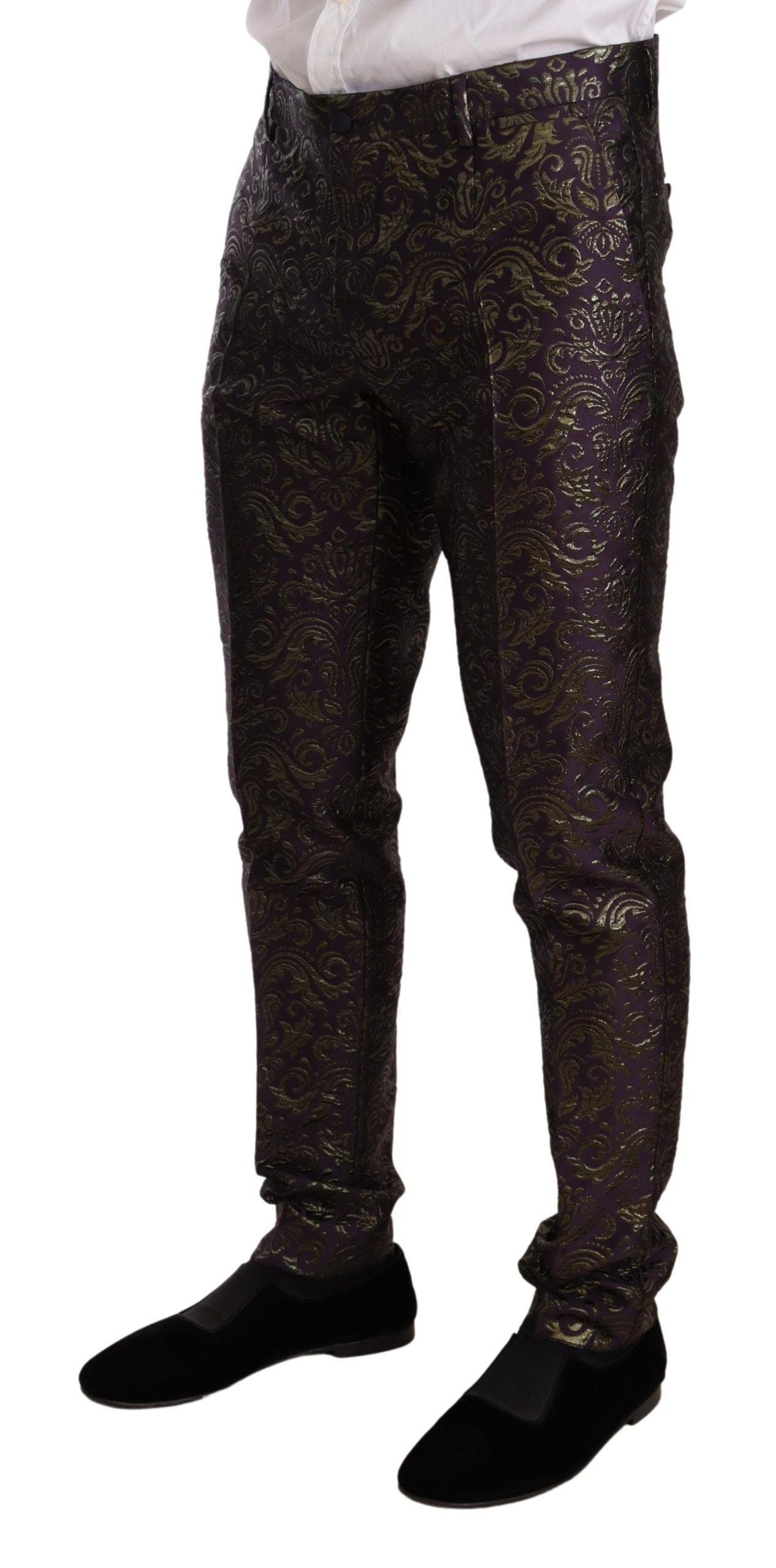 Dolce & Gabbana Exquisite Purple Brocade Three Piece Suit