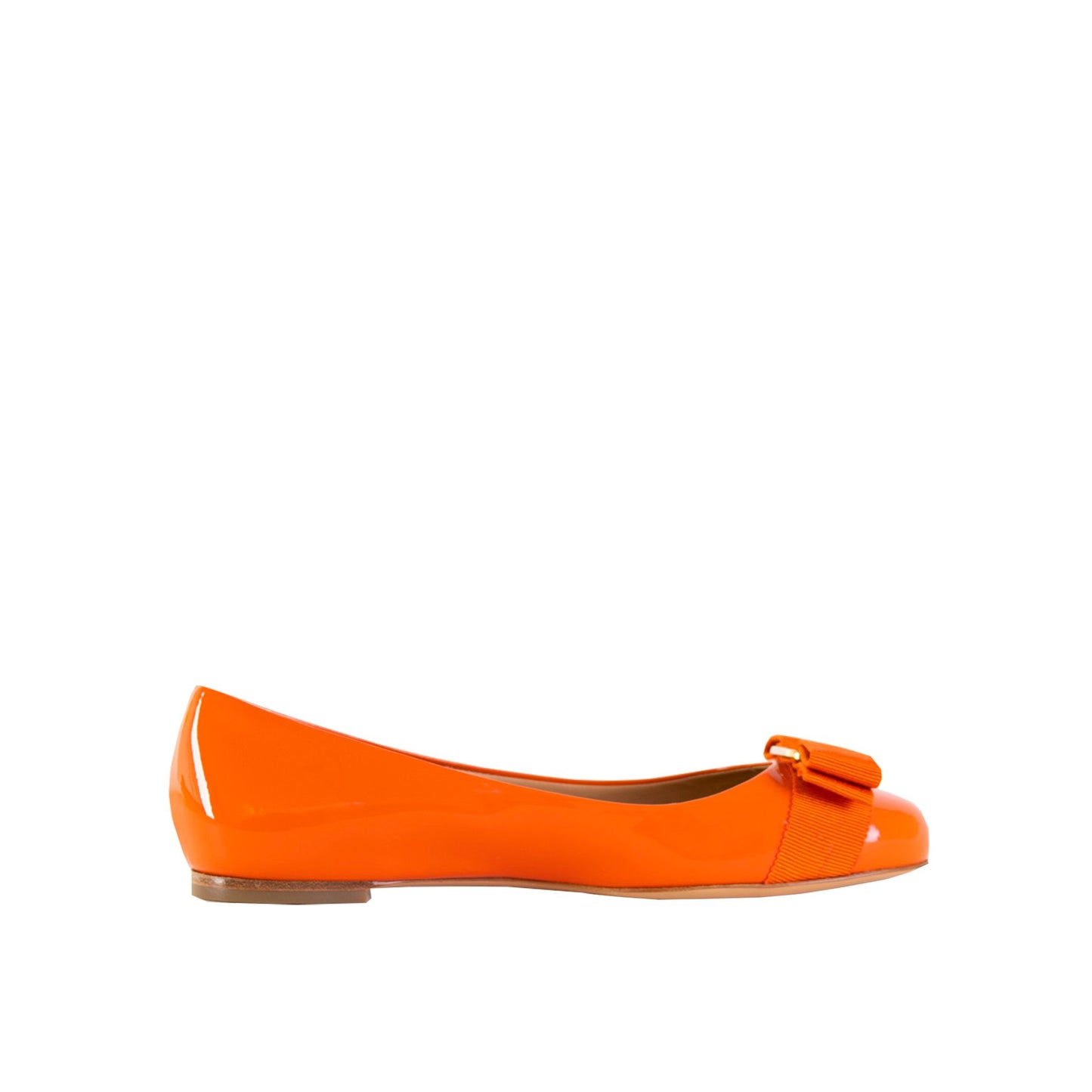 Salvatore Ferragamo Elegant Orange Leather Ballerinas