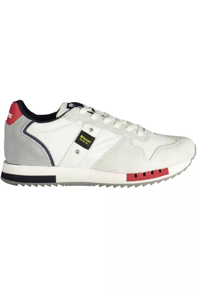 Blauer White Contrasting Lace-Up Sports Sneakers