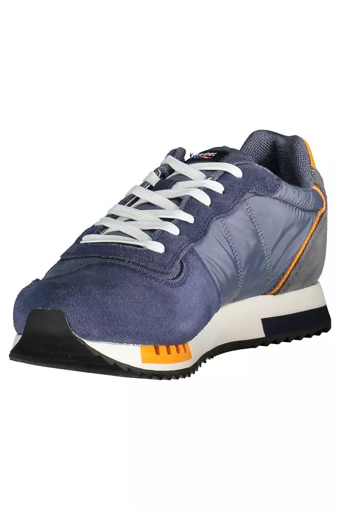 Blauer Elegant Blue Lace-up Sneakers with Contrast Details