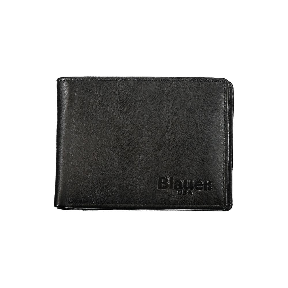 Blauer Elegant Black Leather Dual Compartment Wallet