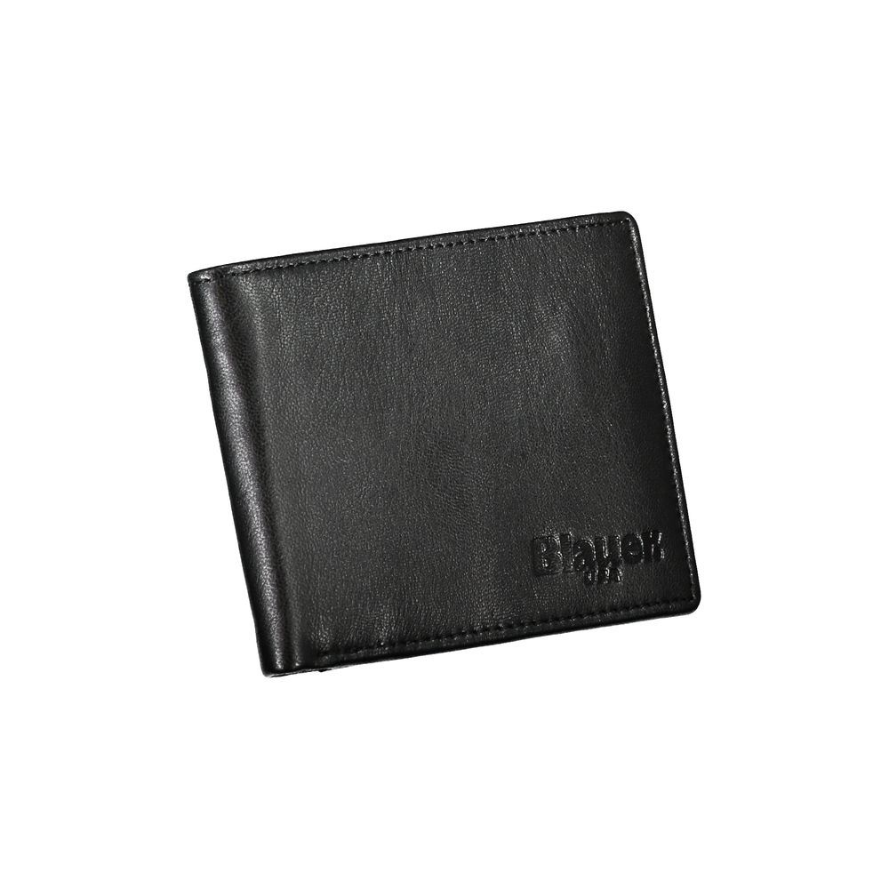 Blauer Elegant Black Leather Dual Compartment Wallet