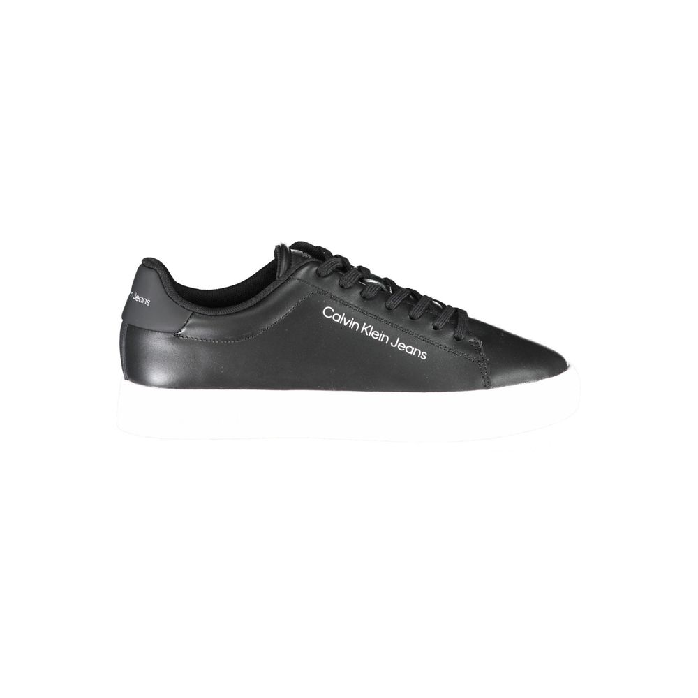 Calvin Klein Sleek Black Lace-up Sneakers with Contrast Details