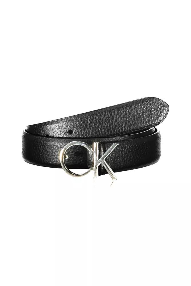 Calvin Klein Sleek Black Leather Belt with Logo Buckle