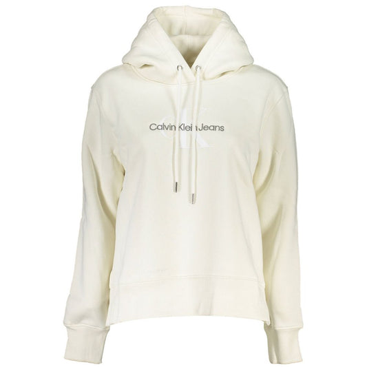 Calvin Klein Elegant Fleece Hooded Sweatshirt in White