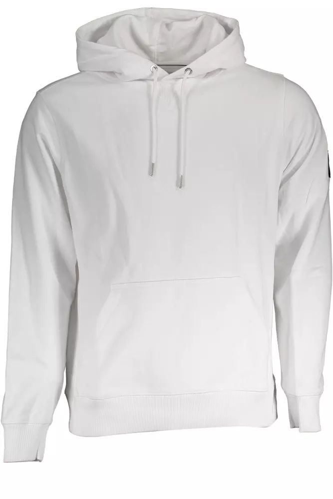 Calvin Klein Sleek White Hooded Sweatshirt with Logo Detail