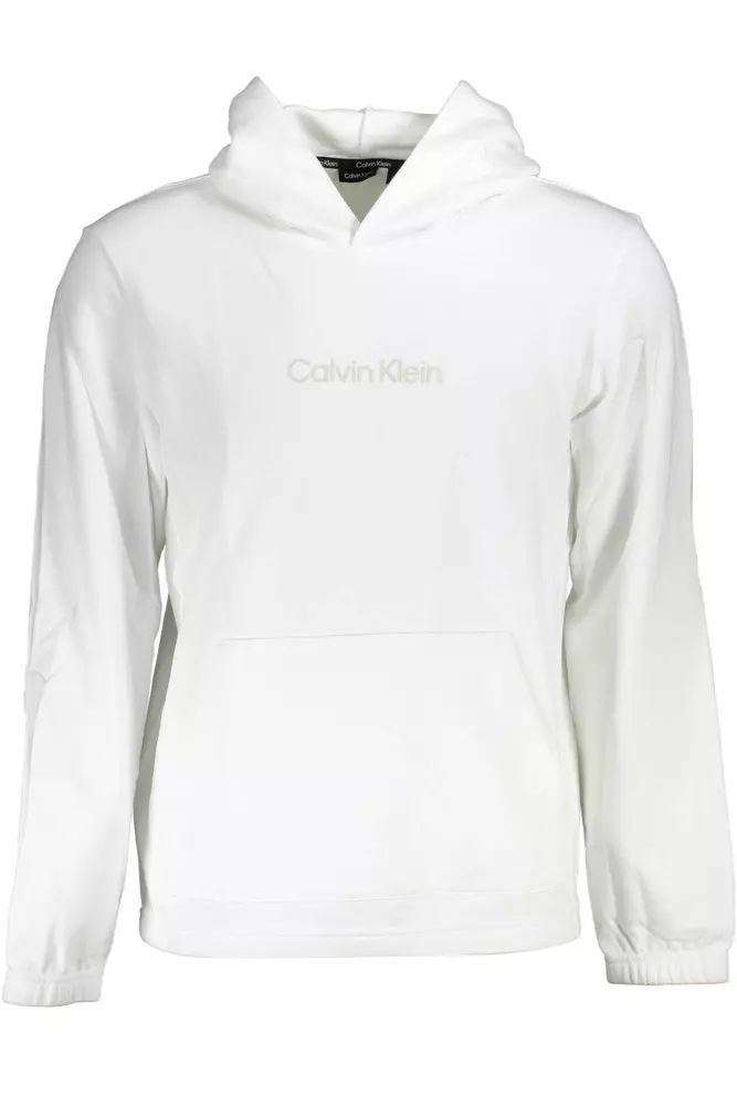 Calvin Klein Elegant White Hooded Sweater with Print