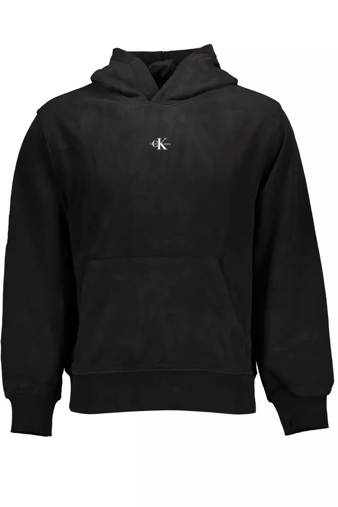 Calvin Klein Sleek Black Hooded Sweatshirt with Print