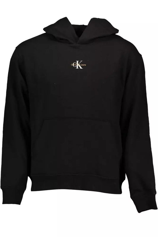 Calvin Klein Sleek Black Hooded Sweatshirt with Logo Design