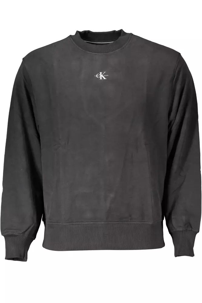 Calvin Klein Sleek Black Cotton Sweatshirt with Iconic Logo