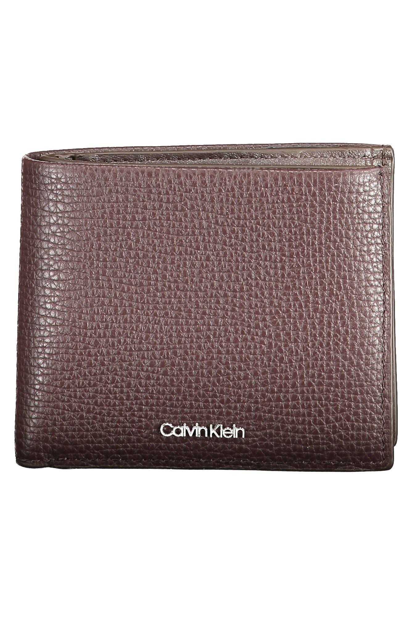 Calvin Klein Elegant Brown Leather Wallet with Coin Purse