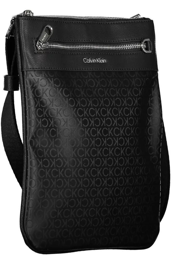 Calvin Klein Sleek Black Shoulder Bag with Contrasting Details