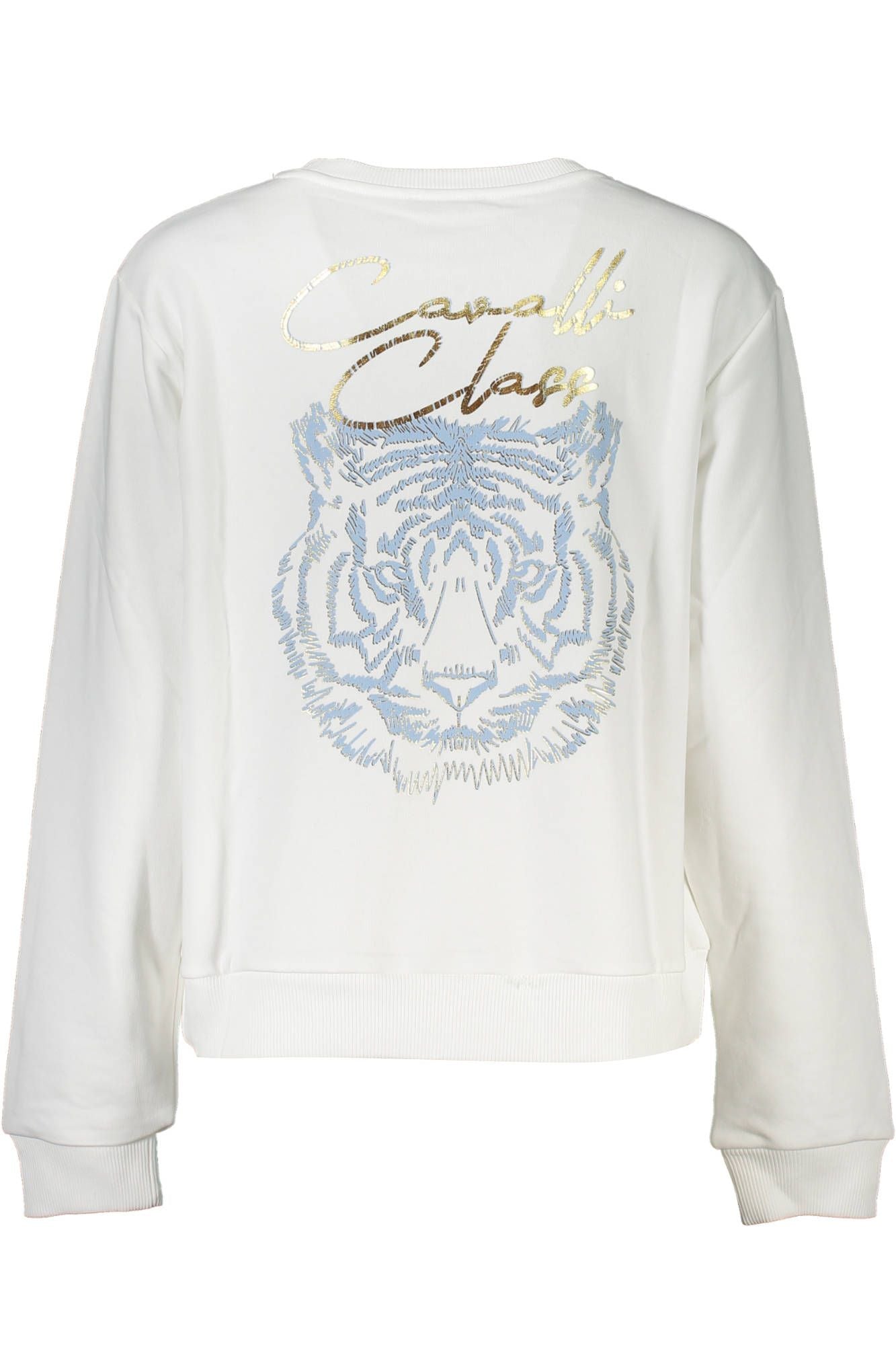 Cavalli Class Chic White Brushed Cozy Sweatshirt