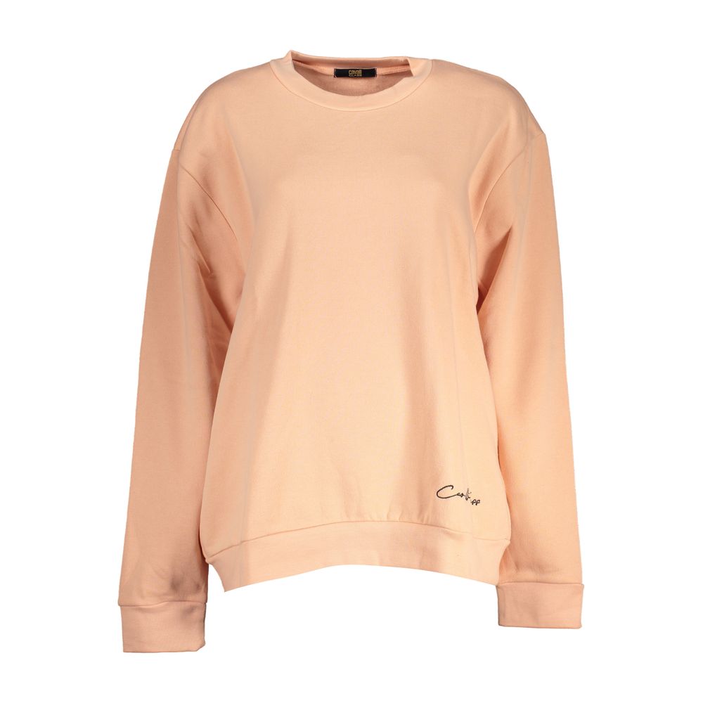 Cavalli Class Elegant Long-Sleeved Pink Fleece Sweatshirt