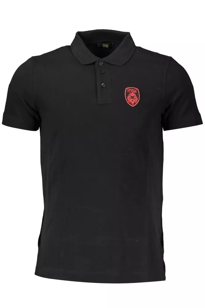 Cavalli Class Elegant Short-Sleeve Polo Shirt in Classic Black