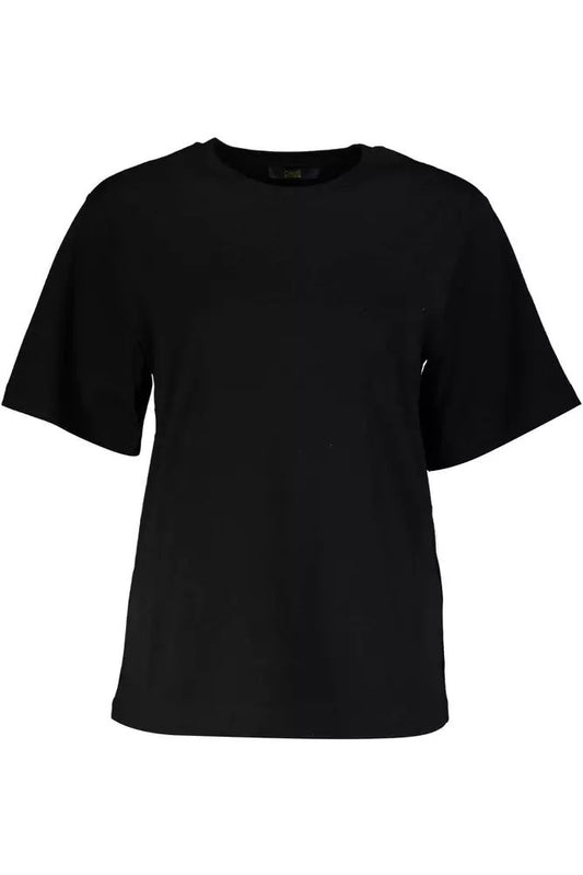 Cavalli Class Sleek Black Cotton Tee with Exclusive Print