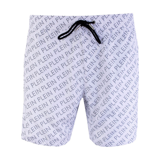 Philipp Plein White Allover Print Swim Shorts